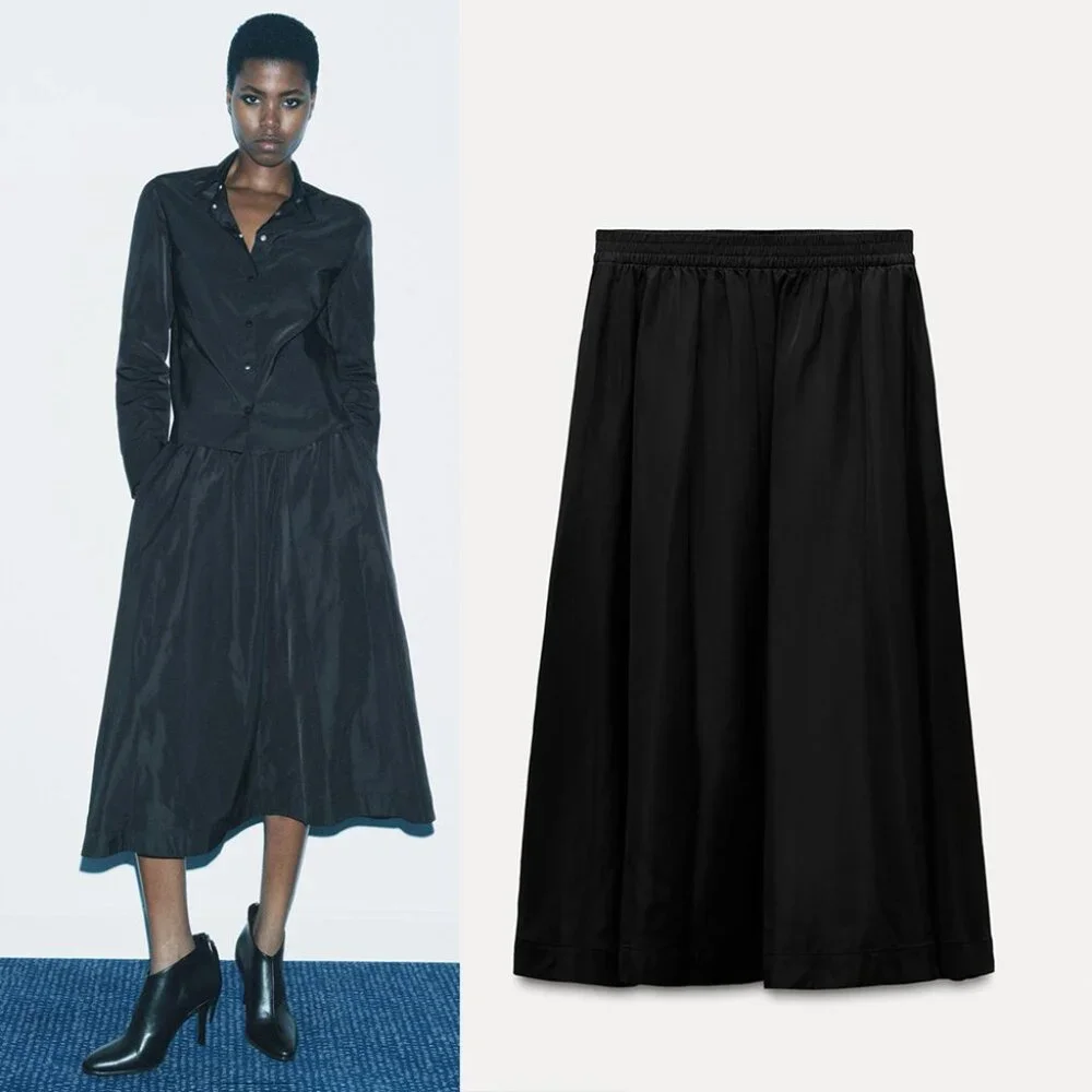 NEW ZARA midi black skirt 2731 size M/L - Picture 1 of 3